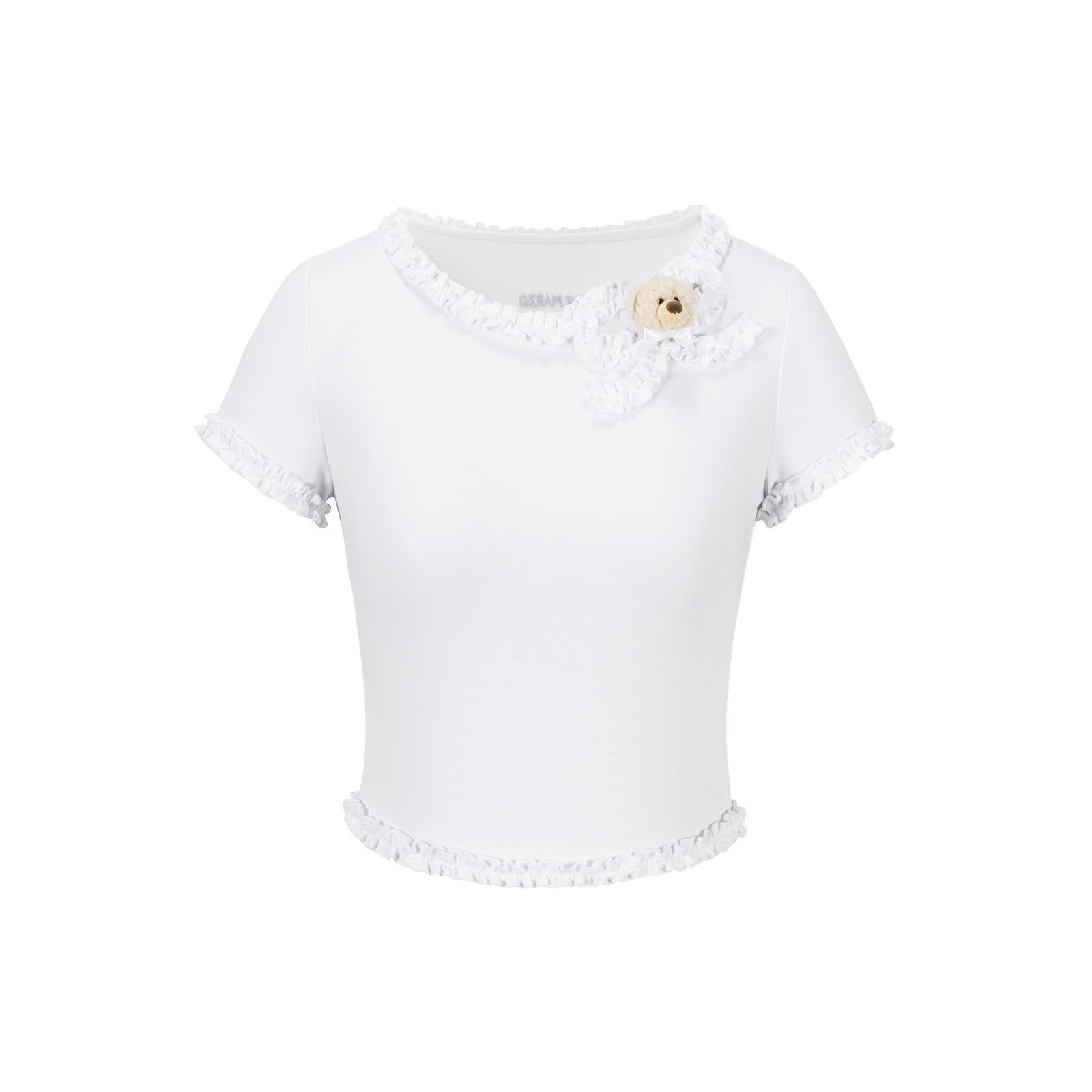 13DE MARZO Ruffle Hem Bow Tie Blouse White - 13DE MARZO