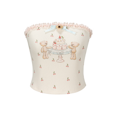 13DE MARZO All-Over Cherry Bear Print Tiered Bustier Yellow