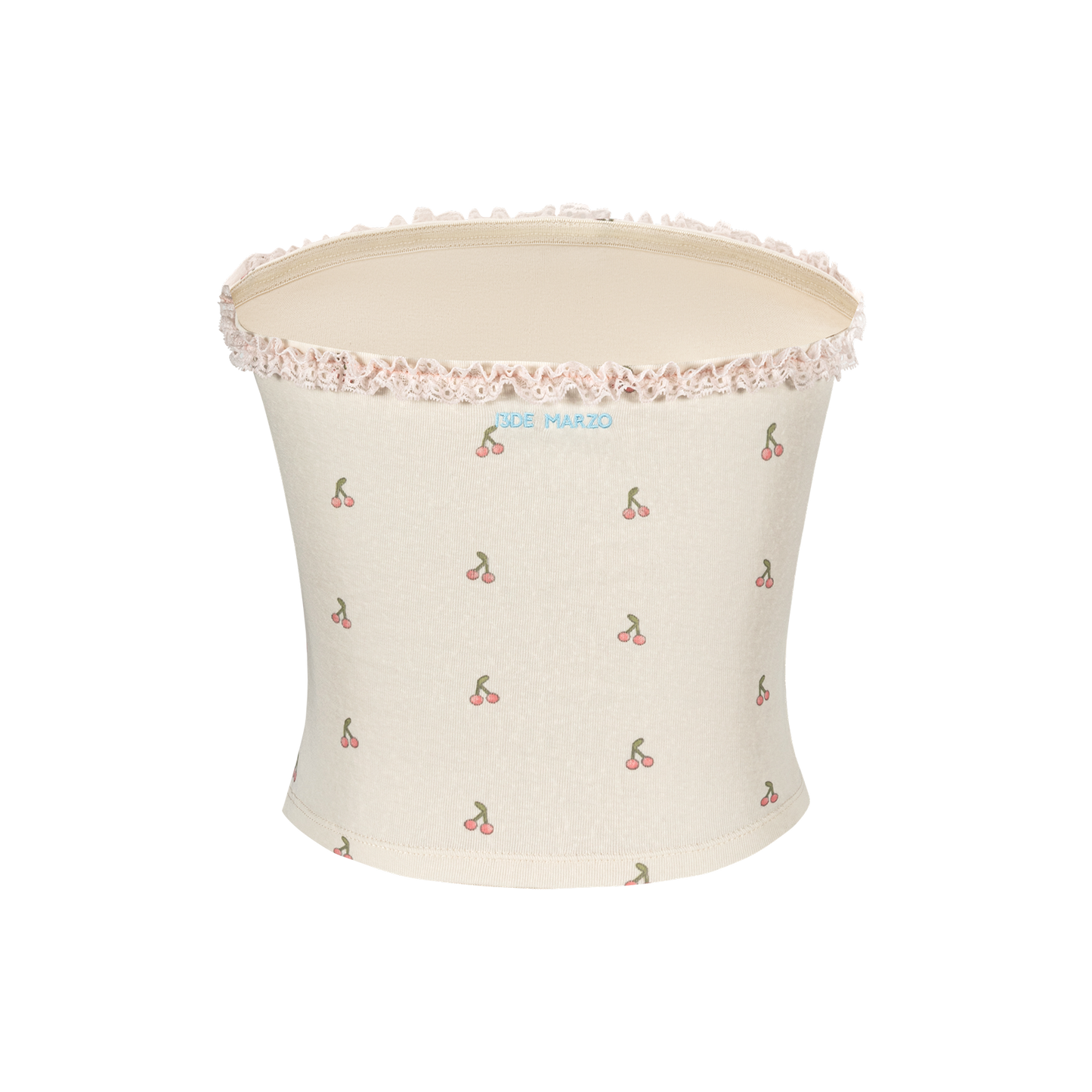 13DE MARZO All-Over Cherry Bear Print Tiered Bustier Yellow