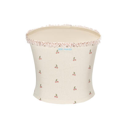 13DE MARZO All-Over Cherry Bear Print Tiered Bustier Yellow