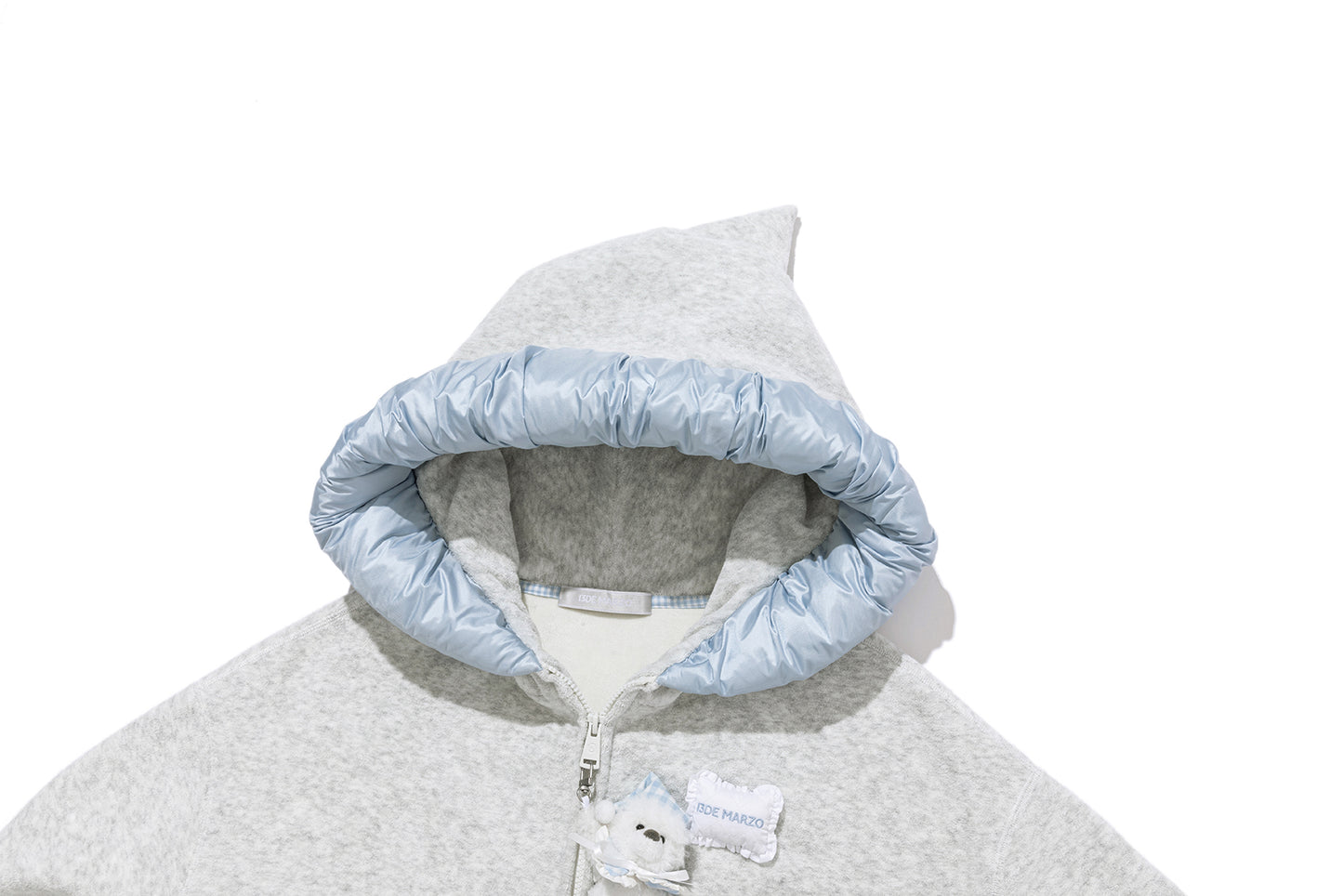 13DE MARZO Nighty Night Bear Lace Hoodie Grey