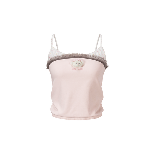 13DE MARZO Two-piece Style Fringe Camisole Pink
