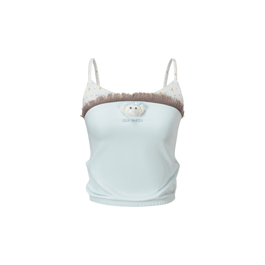 13DE MARZO Two-piece Style Fringe Camisole Blue