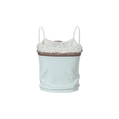 13DE MARZO Two-piece Style Fringe Camisole Blue