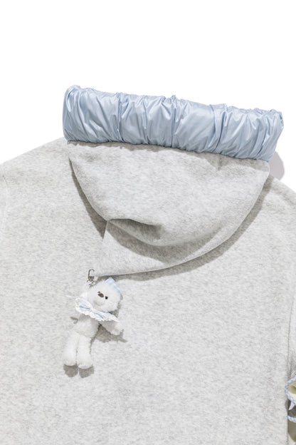 13DE MARZO Nighty Night Bear Lace Hoodie Grey