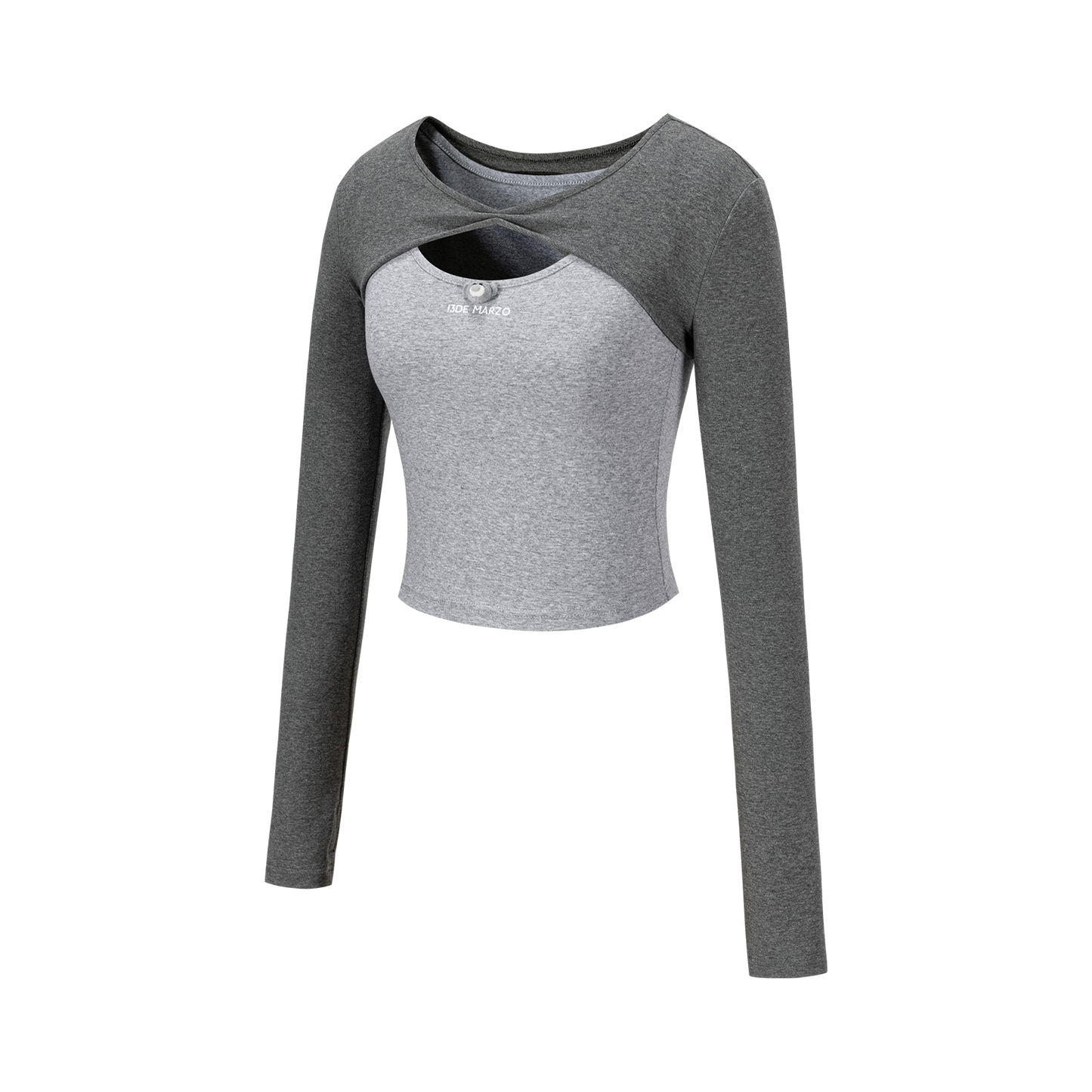 13DE MARZO Knitted Lace-Up Two-Piece Long Sleeve Set Dark Grey