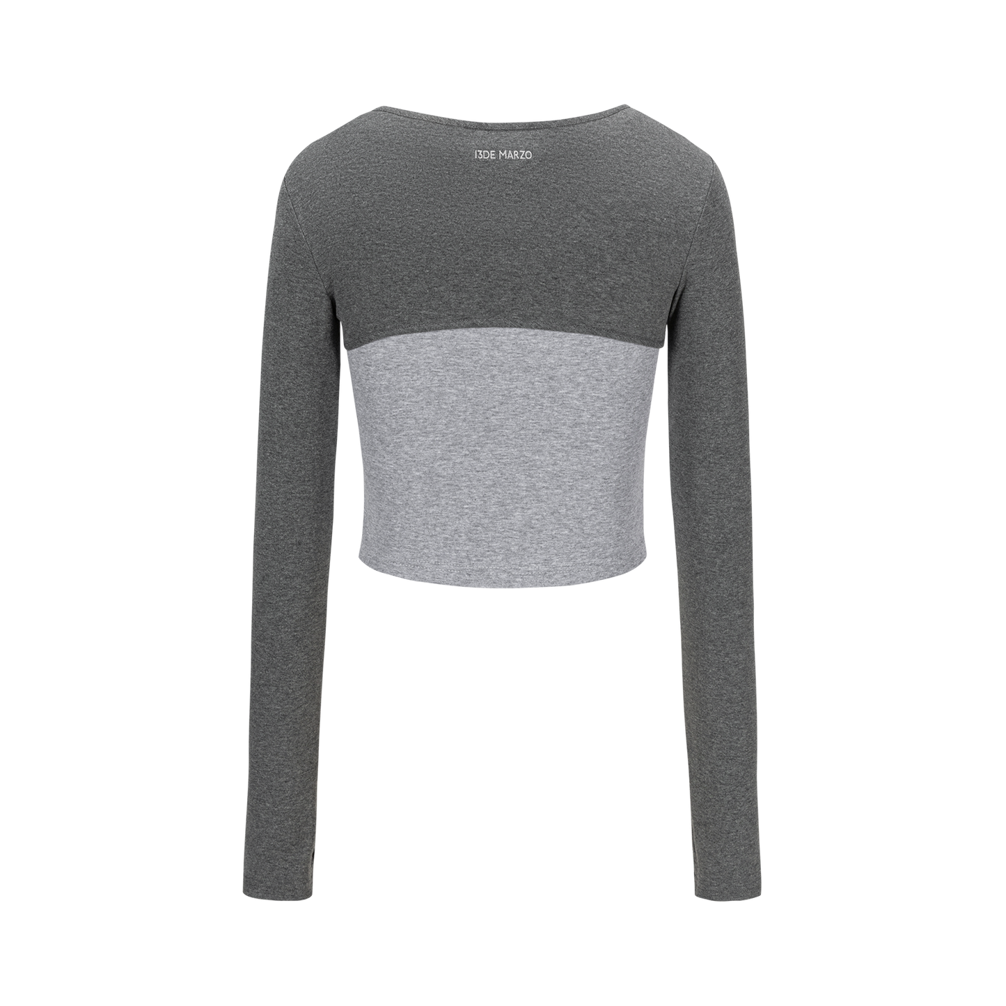 13DE MARZO Knitted Lace-Up Two-Piece Long Sleeve Set Dark Grey