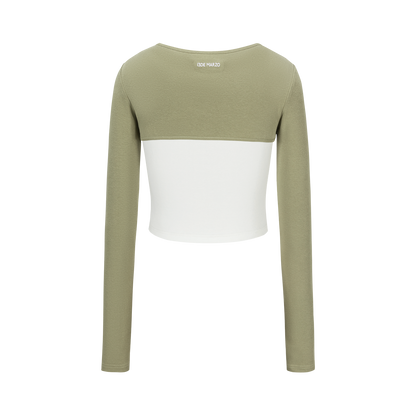 13DE MARZO Knitted Lace-Up Two-Piece Long Sleeve Set Green
