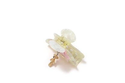 13DE MARZO Floral Bear Pendant Hair Clip Beige