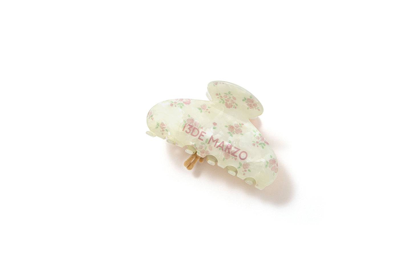 13DE MARZO Floral Bear Pendant Hair Clip Beige