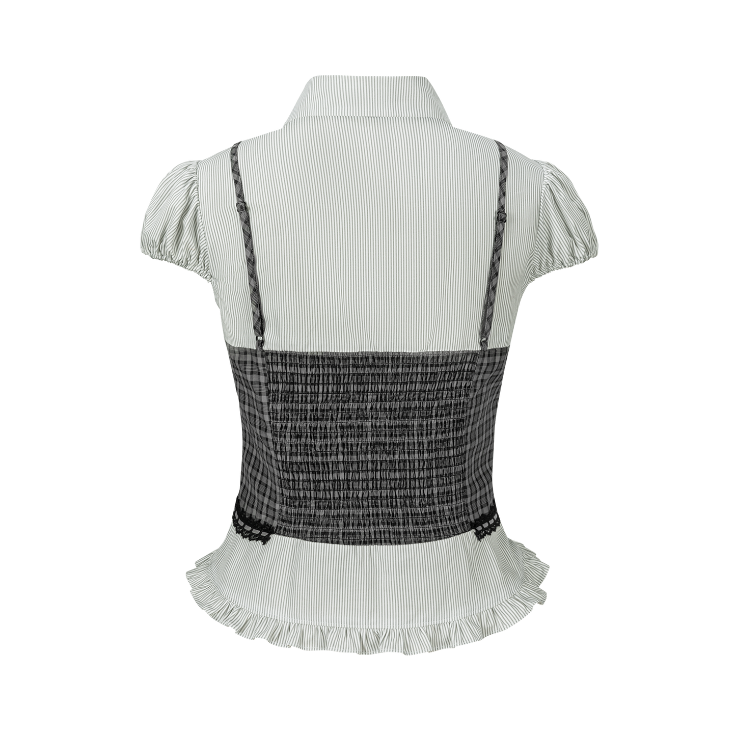 13DE MARZO Sleeveless Top with Puff Sleeve Shirt Dark Grey - 13DE MARZO