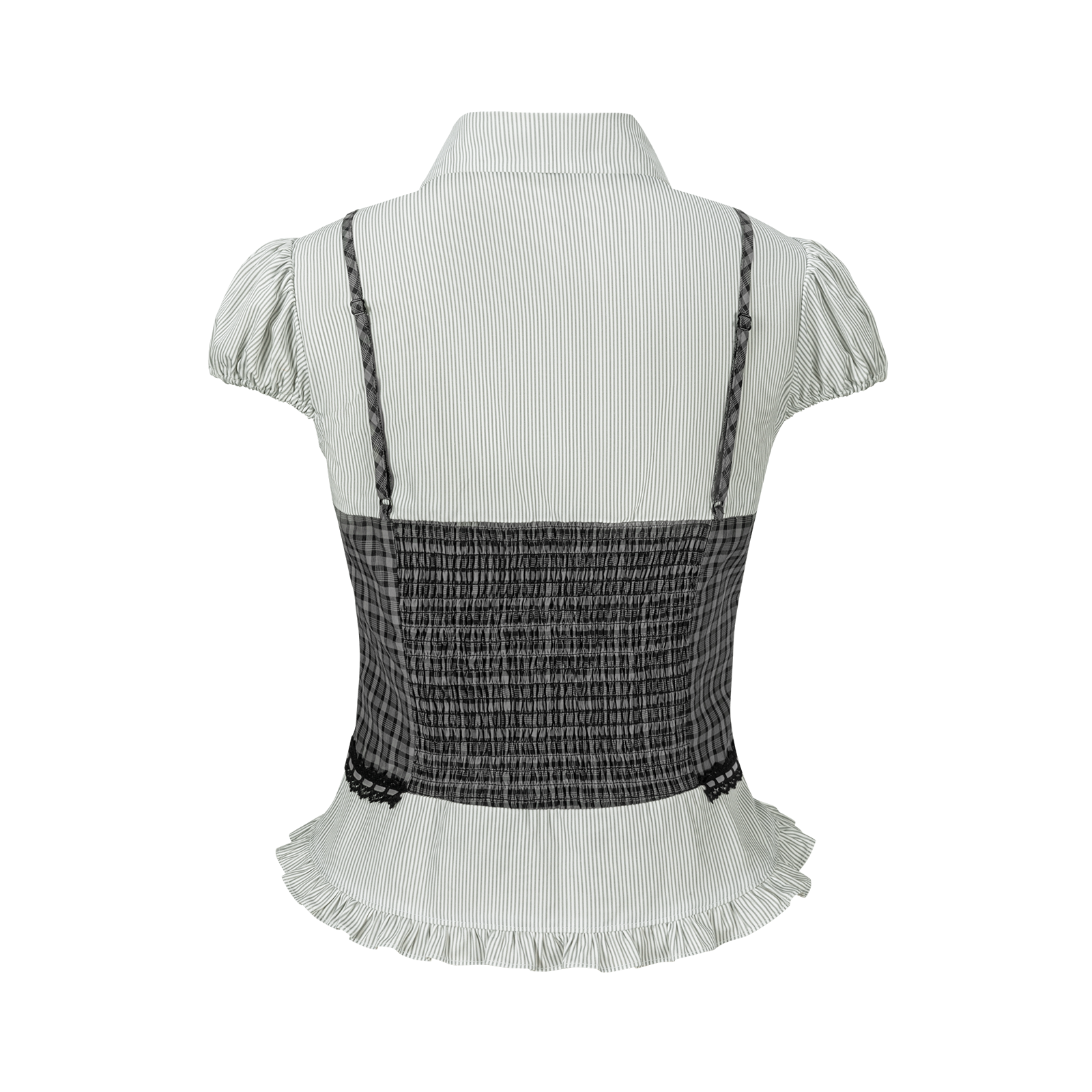 13DE MARZO Sleeveless Top with Puff Sleeve Shirt Dark Grey - 13DE MARZO
