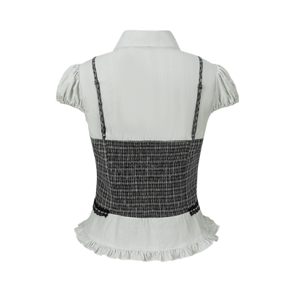 13DE MARZO Sleeveless Top with Puff Sleeve Shirt Dark Grey - 13DE MARZO