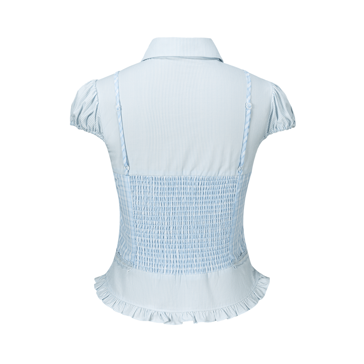 13DE MARZO Sleeveless Top with Puff Sleeve Shirt Blue - 13DE MARZO