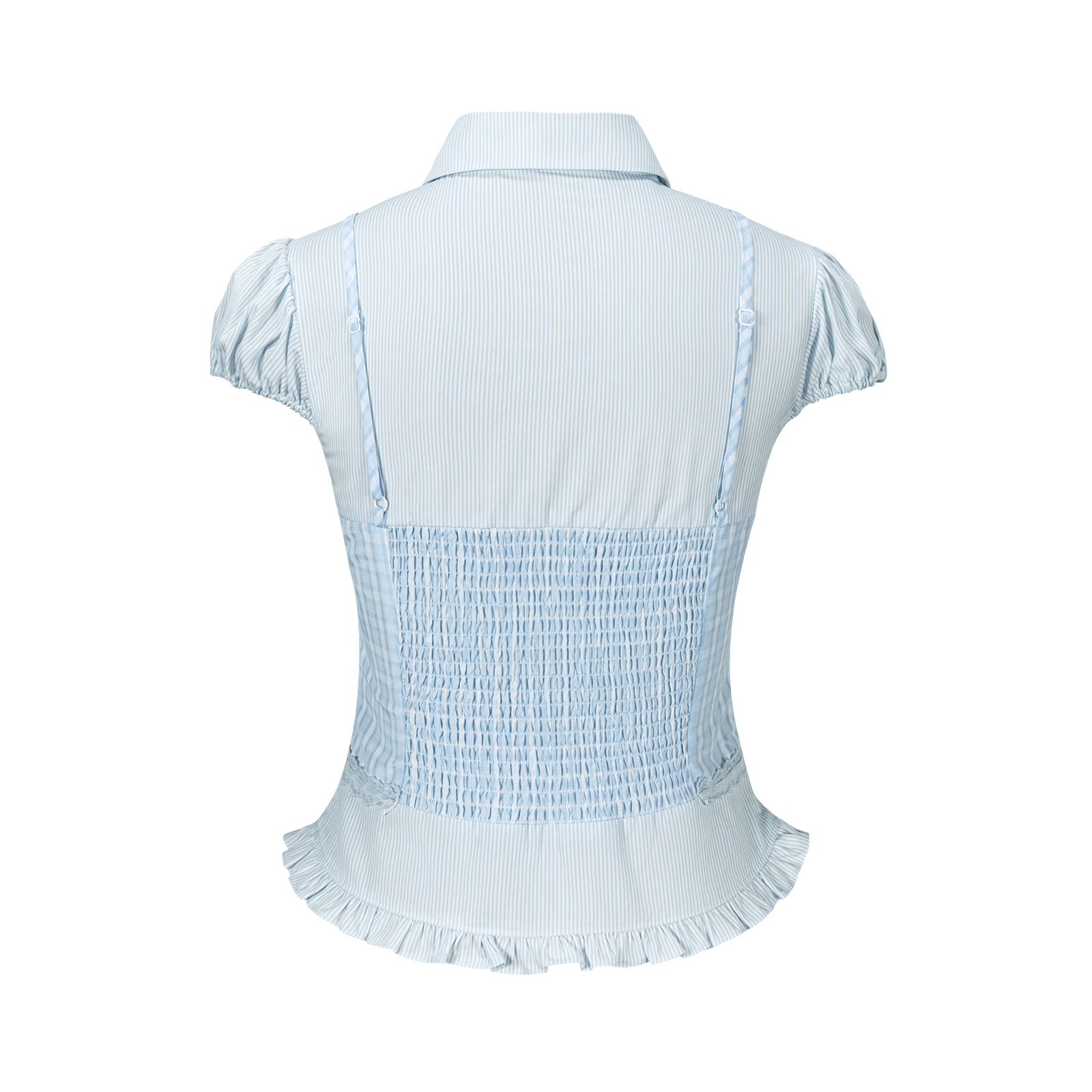 13DE MARZO Sleeveless Top with Puff Sleeve Shirt Blue - 13DE MARZO
