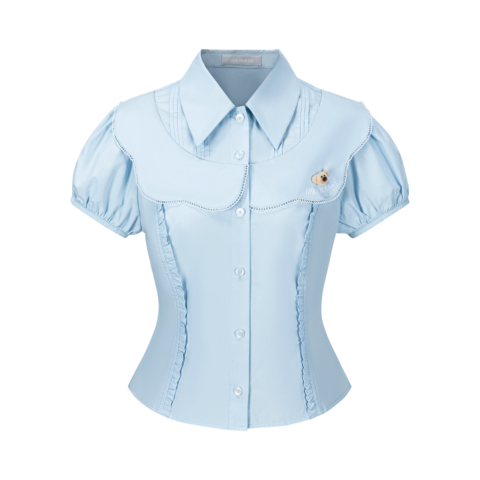 13DE MARZO Patchwork Two-Piece Style Shirt Blue - 13DE MARZO