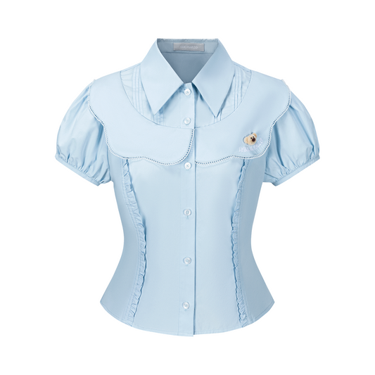 13DE MARZO Patchwork Two-Piece Style Shirt Blue - 13DE MARZO
