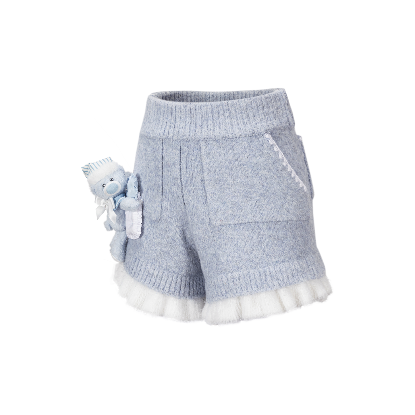 13DE MARZO Nighty Night Bear Knit Lace Shorts