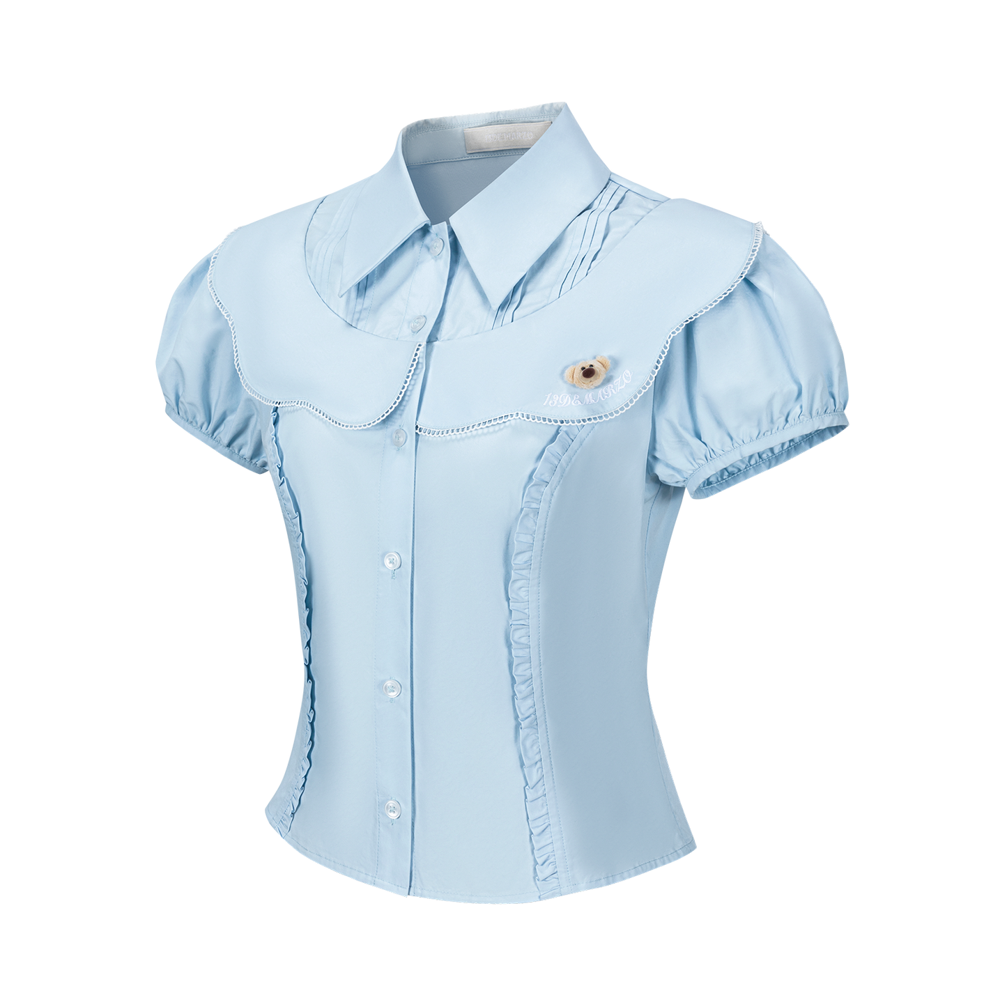 13DE MARZO Patchwork Two-Piece Style Shirt Blue - 13DE MARZO