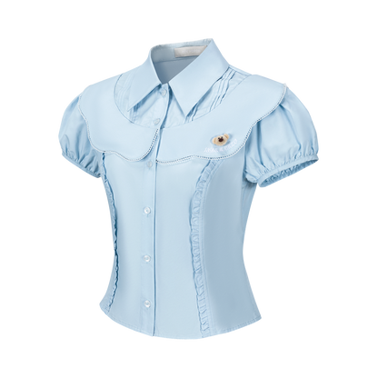 13DE MARZO Patchwork Two-Piece Style Shirt Blue - 13DE MARZO