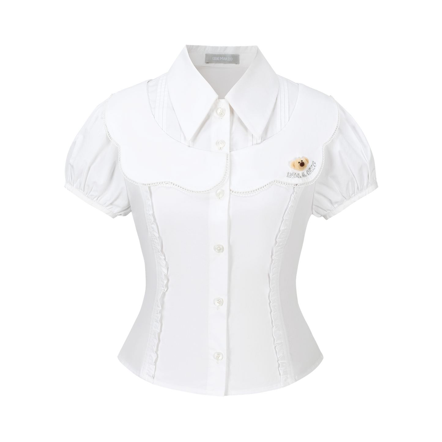 13DE MARZO Patchwork Two-Piece Style Shirt White - 13DE MARZO