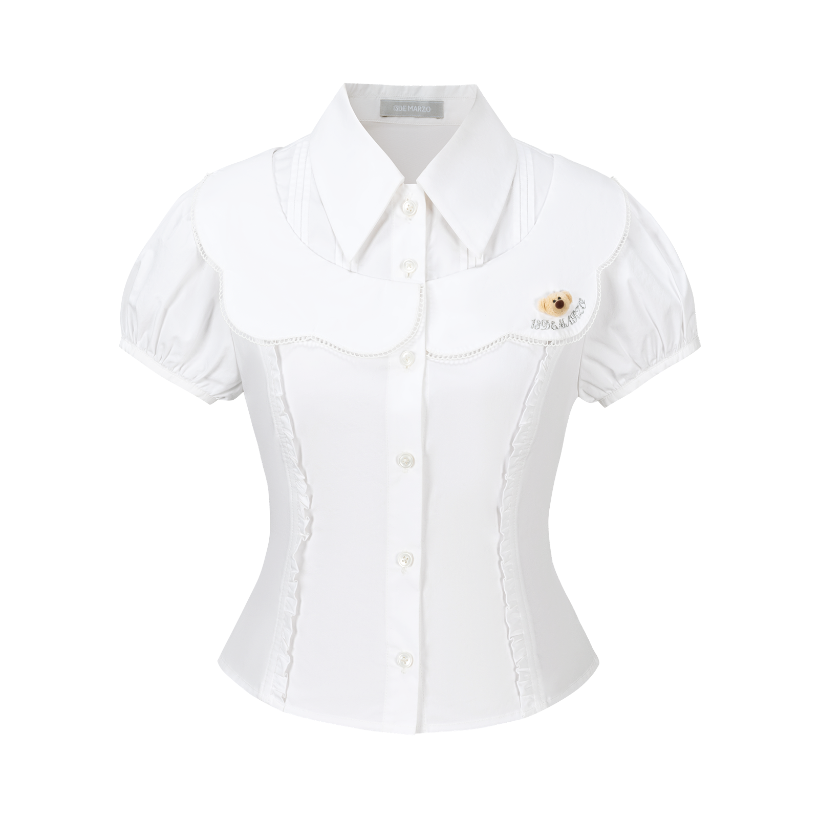 13DE MARZO Patchwork Two-Piece Style Shirt White - 13DE MARZO