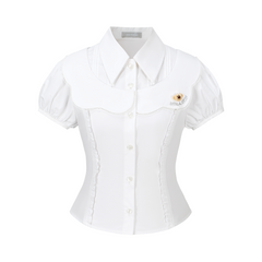 13DE MARZO Patchwork Two-Piece Style Shirt White