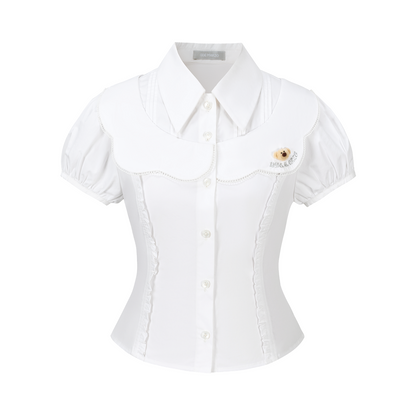 13DE MARZO Patchwork Two-Piece Style Shirt White - 13DE MARZO