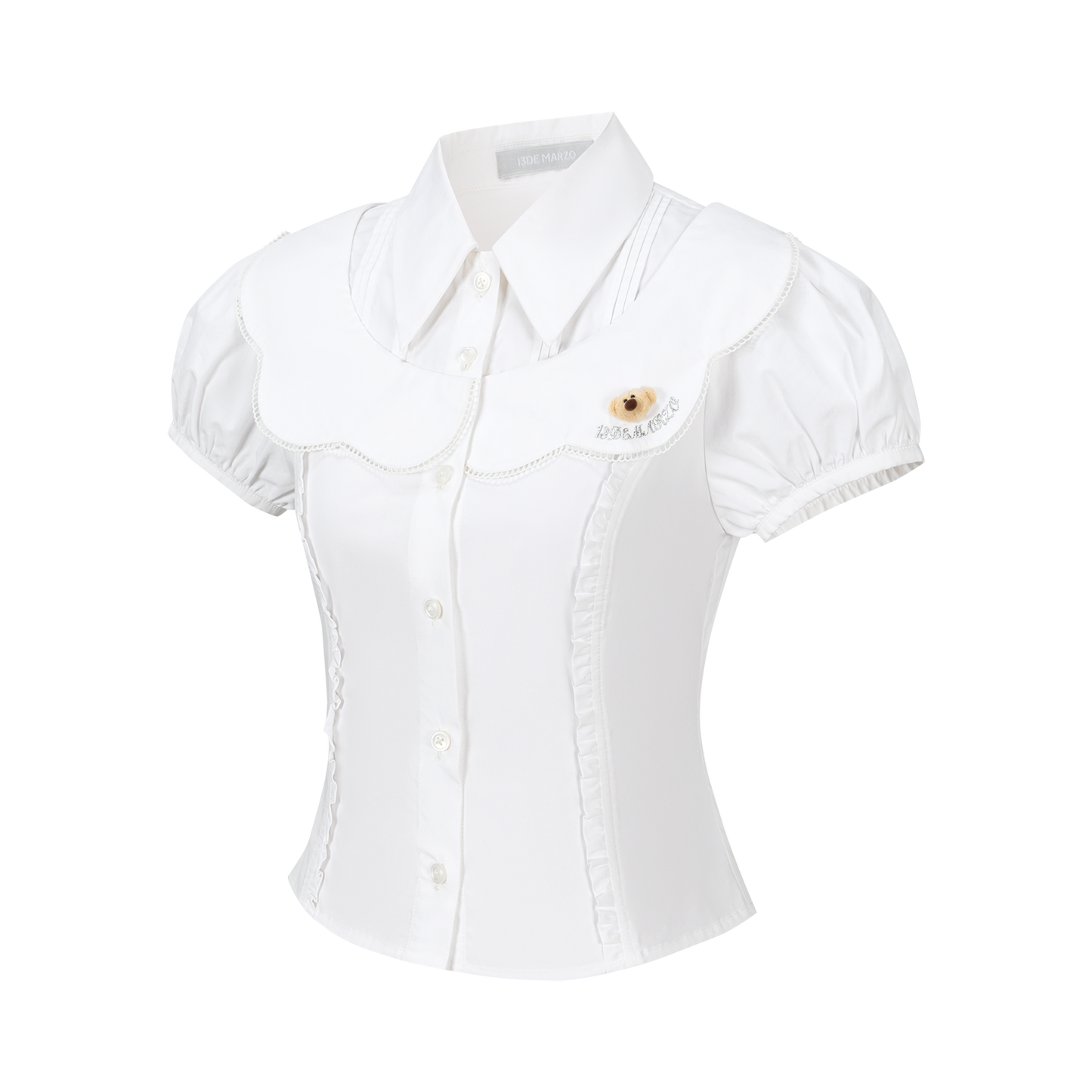 13DE MARZO Patchwork Two-Piece Style Shirt White - 13DE MARZO