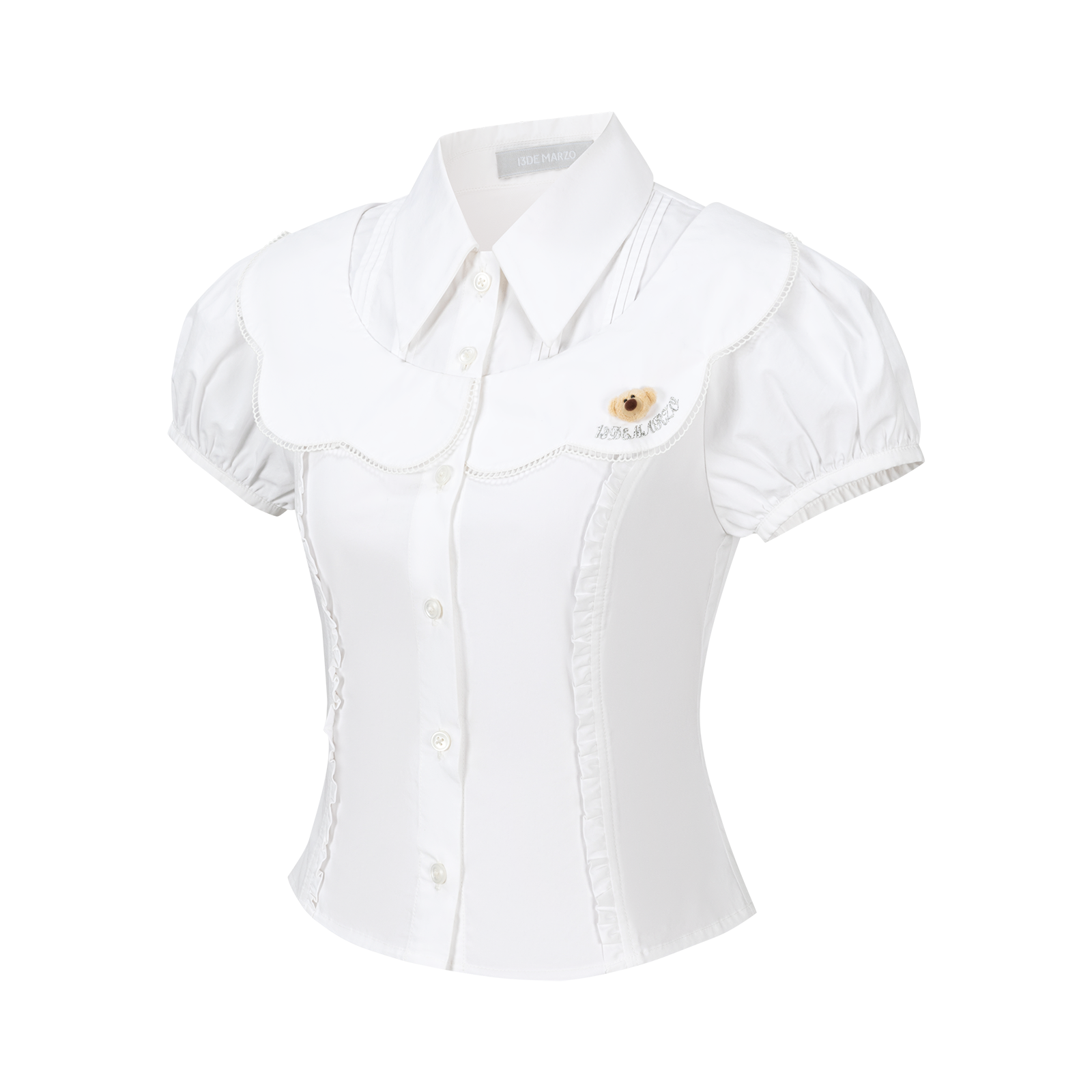 13DE MARZO Patchwork Two-Piece Style Shirt White - 13DE MARZO