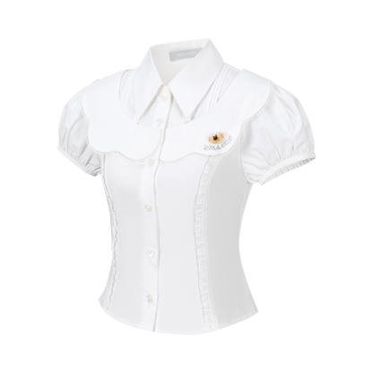 13DE MARZO Patchwork Two-Piece Style Shirt White - 13DE MARZO