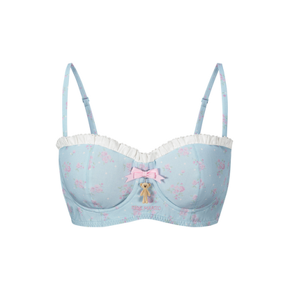 13DE MARZO Floral Print Strappy Corset Top Blue