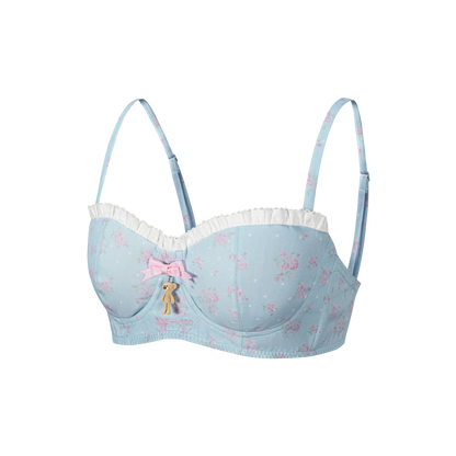 13DE MARZO Floral Print Strappy Corset Top Blue