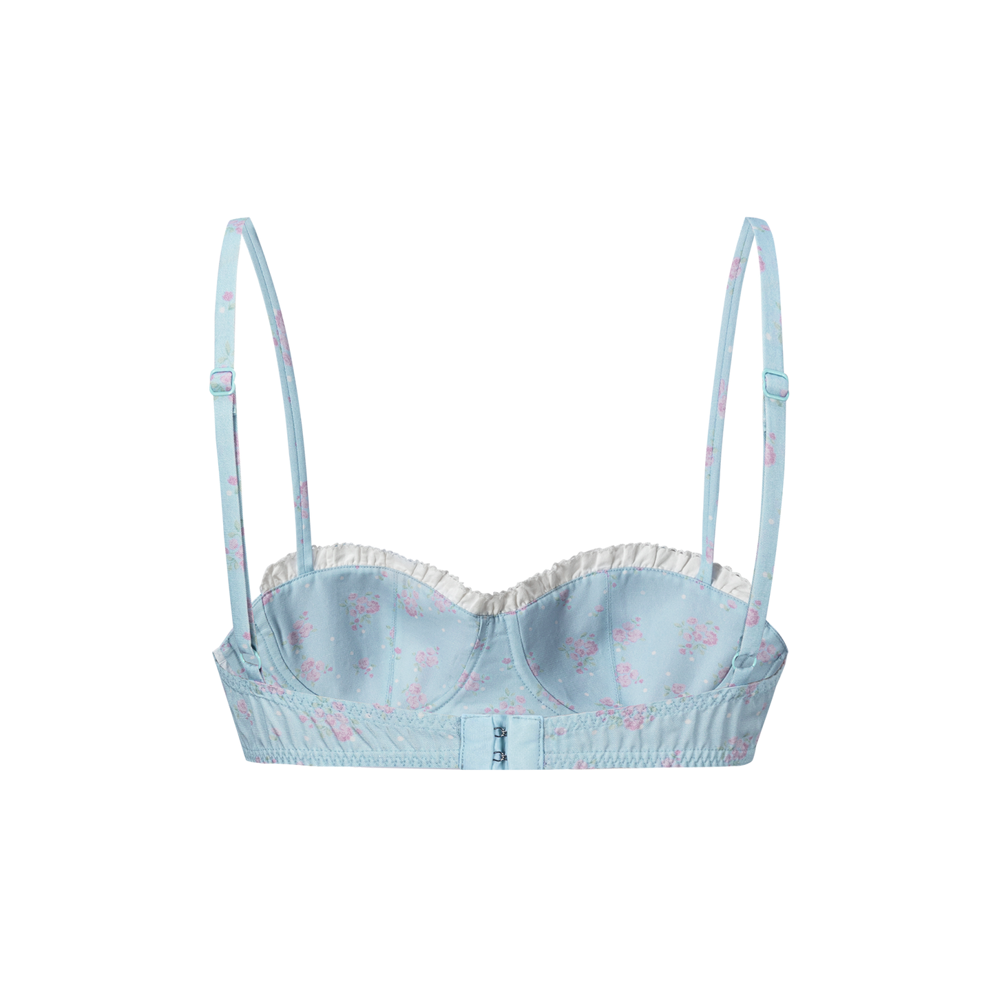 13DE MARZO Floral Print Strappy Corset Top Blue