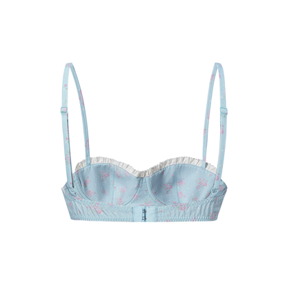 13DE MARZO Floral Print Strappy Corset Top Blue