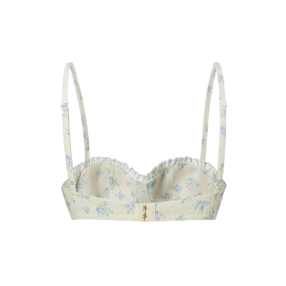 13DE MARZO Floral Print Strappy Corset Top Beige