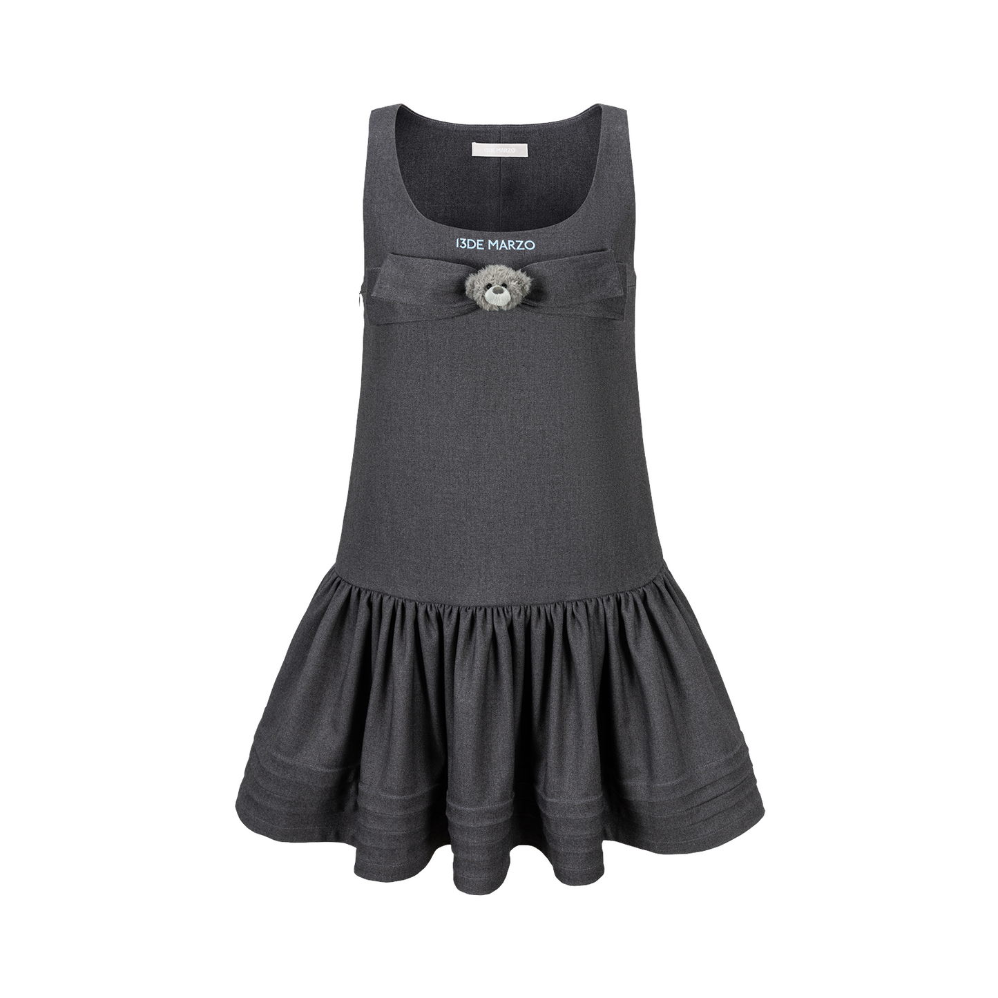13DE MARZO Sleeveless Tulle Dress Dark Grey