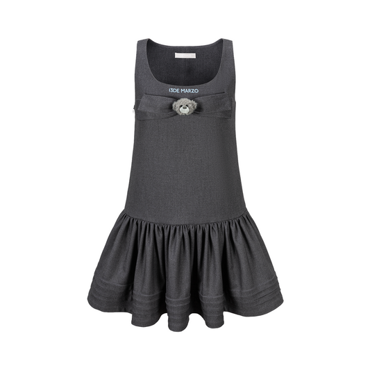 13DE MARZO Sleeveless Tulle Dress Dark Grey