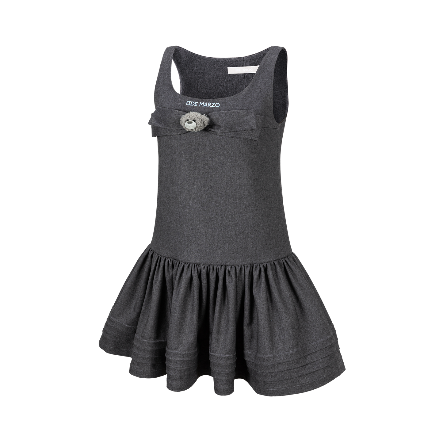 13DE MARZO Sleeveless Tulle Dress Dark Grey