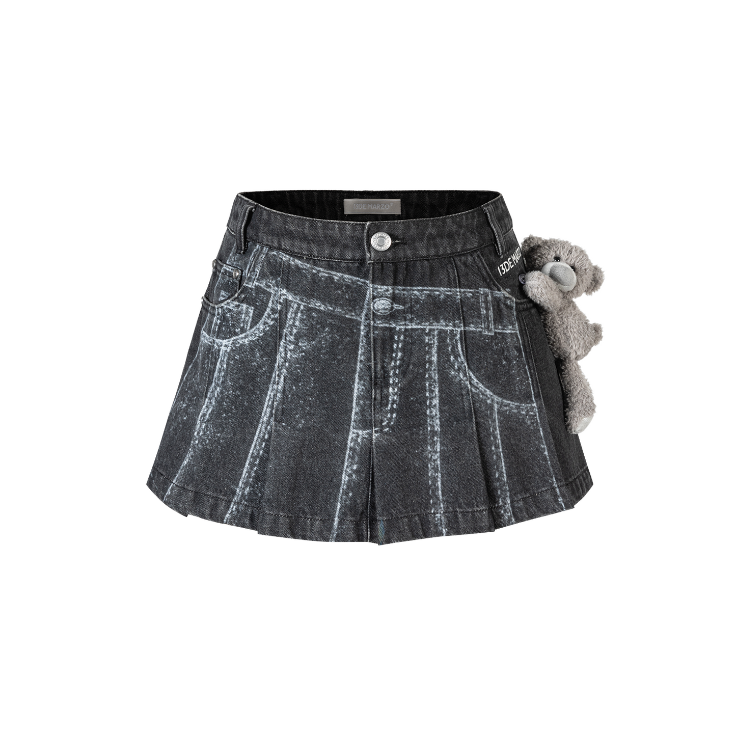 13DE MARZO Misposition Printing Denim Dress Black - 13DE MARZO