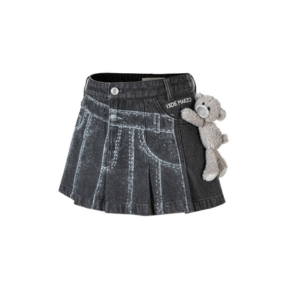 13DE MARZO Misposition Printing Denim Dress Black - 13DE MARZO