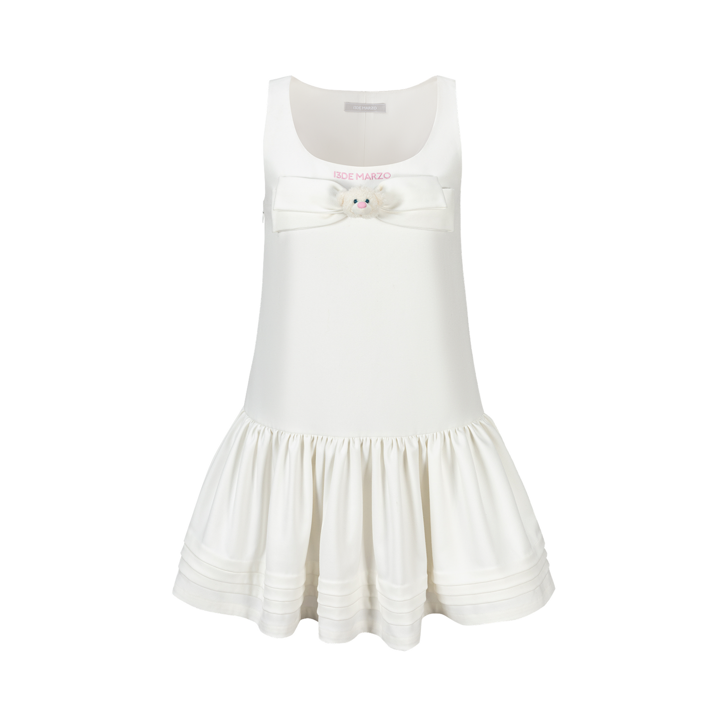 13DE MARZO Sleeveless Tulle Dress White
