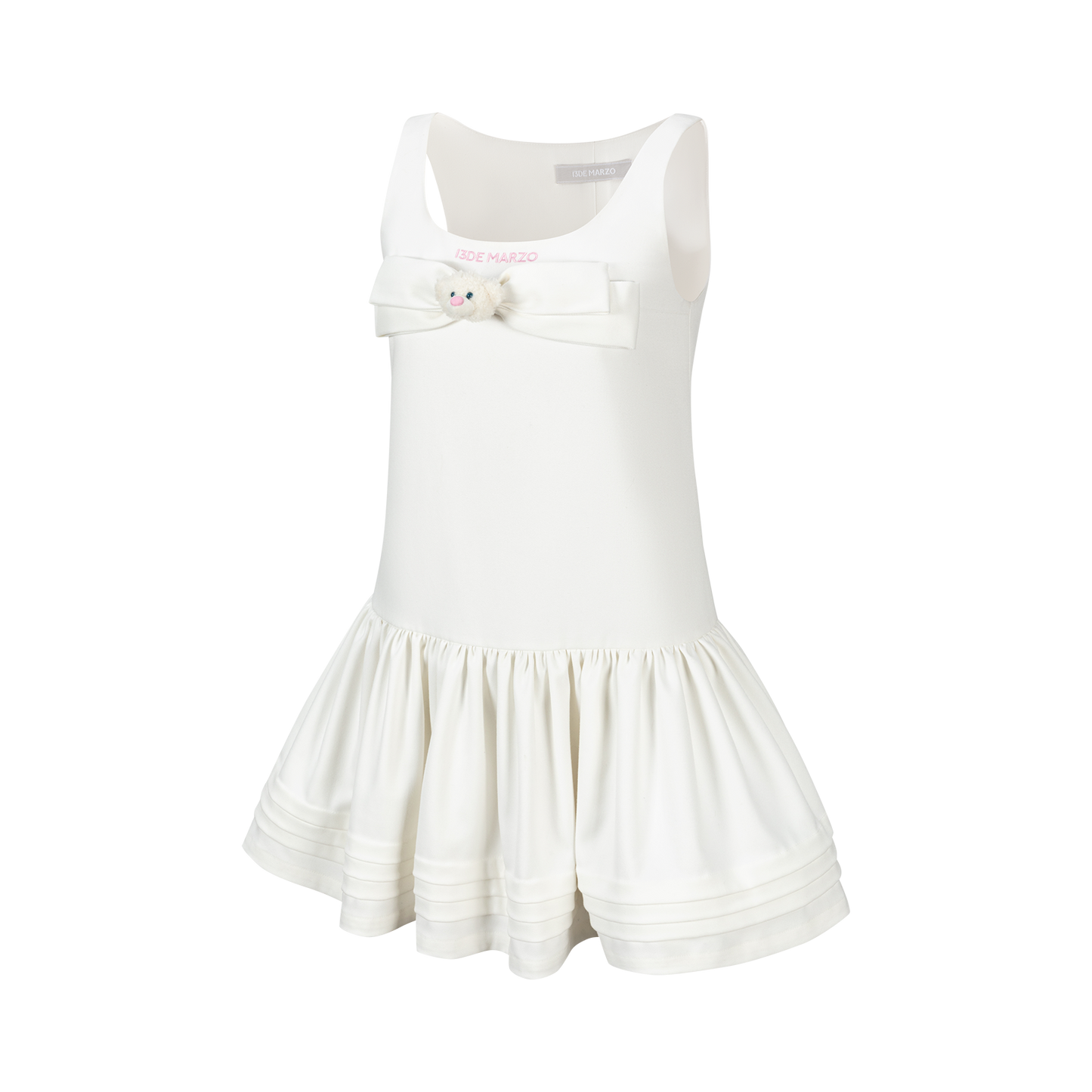 13DE MARZO Sleeveless Tulle Dress White