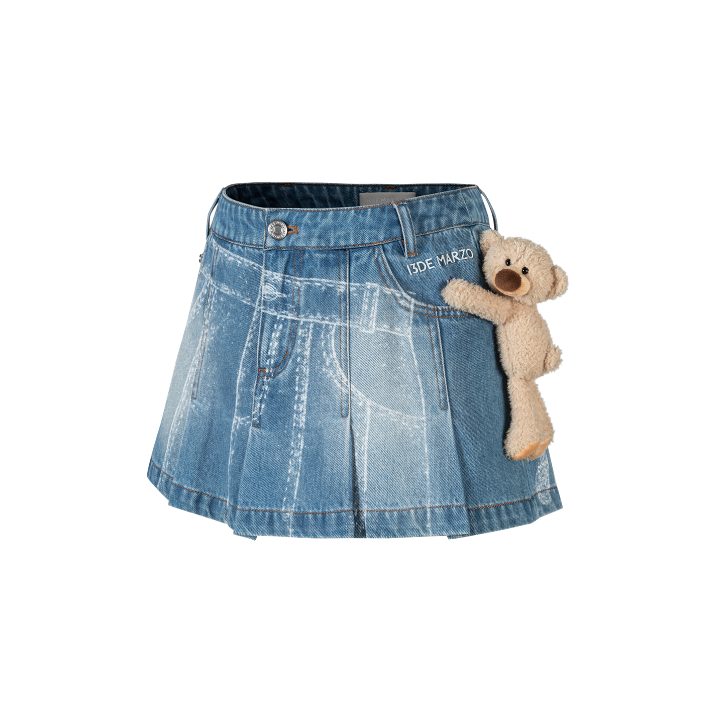 13DE MARZO Misposition Printing Denim Dress Blue - 13DE MARZO