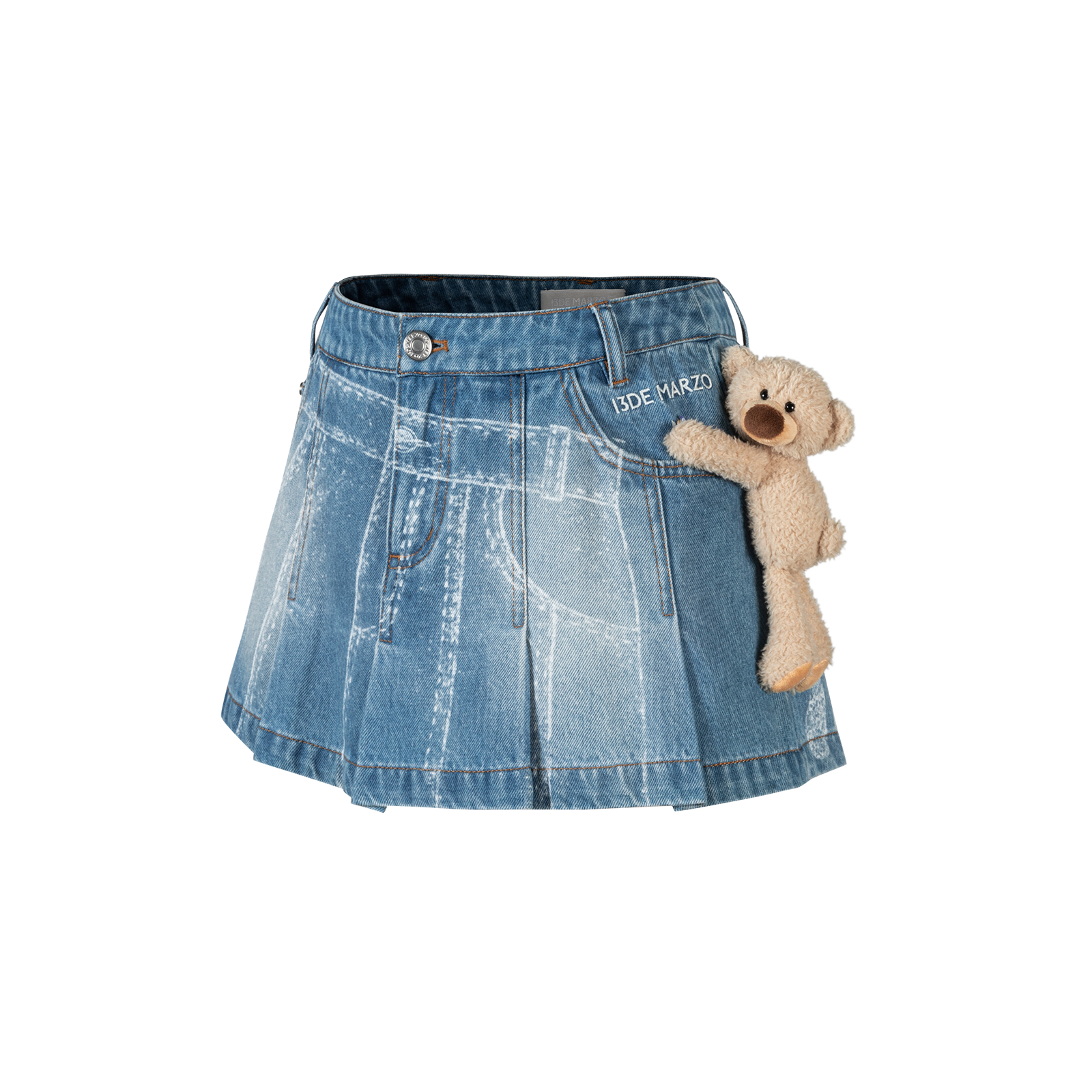 13DE MARZO Misposition Printing Denim Dress Blue - 13DE MARZO