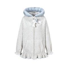 13DE MARZO Nighty Night Bear Lace Hoodie Grey
