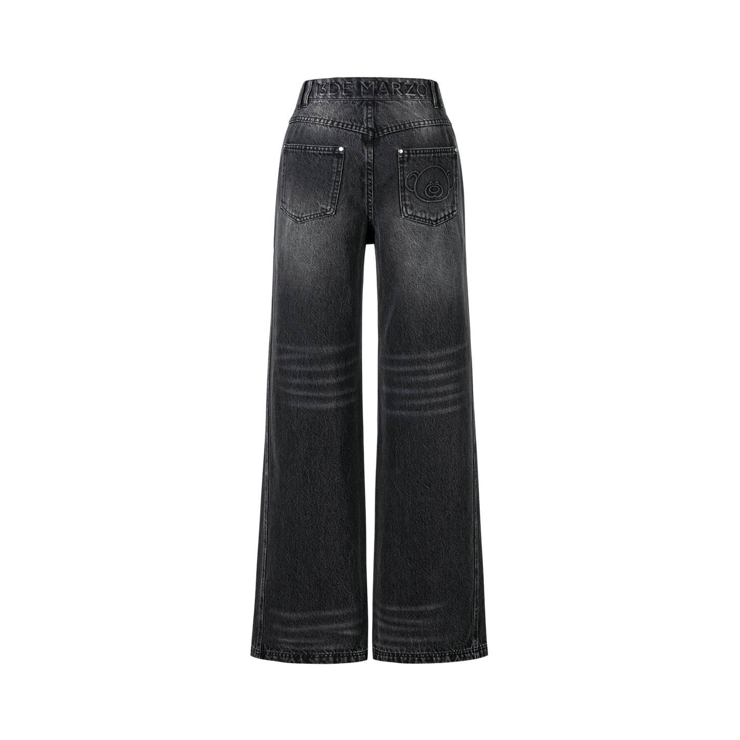 13DE MARZO Washed Broken Bear Jeans Black
