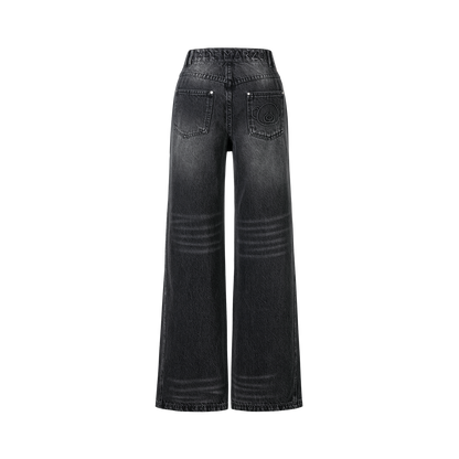 13DE MARZO Washed Broken Bear Jeans Black