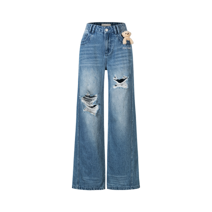 13DE MARZO Washed Broken Bear Jeans Blue