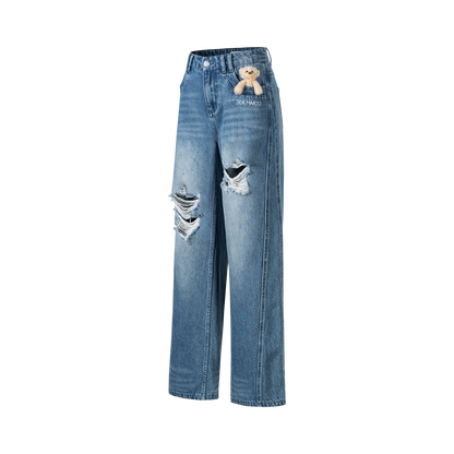 13DE MARZO Washed Broken Bear Jeans Blue